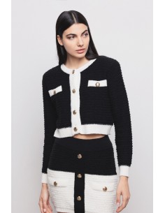 Cardigan donna Gaelle Nero-off white