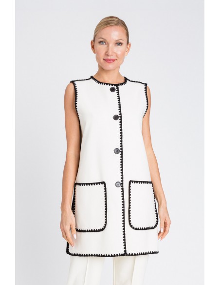 Gilet Twinset Bic. Off white/nero