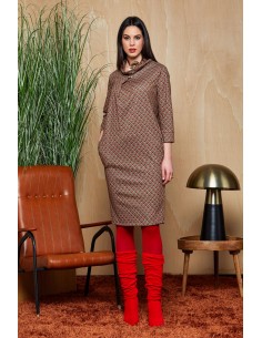 Abito Shockingai Cammello-rosso-nero