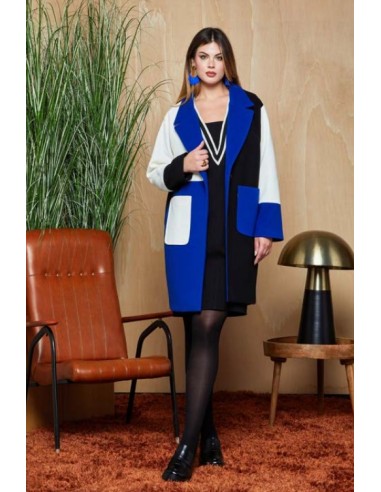 Cappotto Shockingai Blu-panna-nero