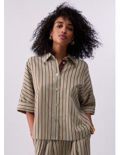 Camicia Liu-Jo Green/tabacco stripe 2