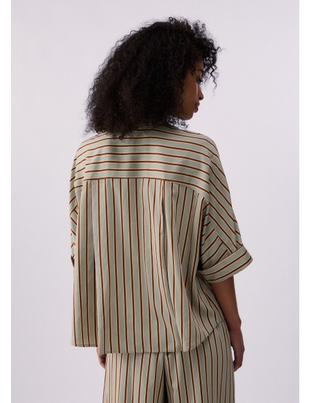Camicia Liu-Jo Green/tabacco stripe