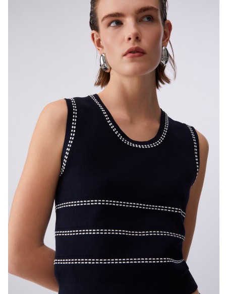 Top Liu-Jo Night blue/bco lana