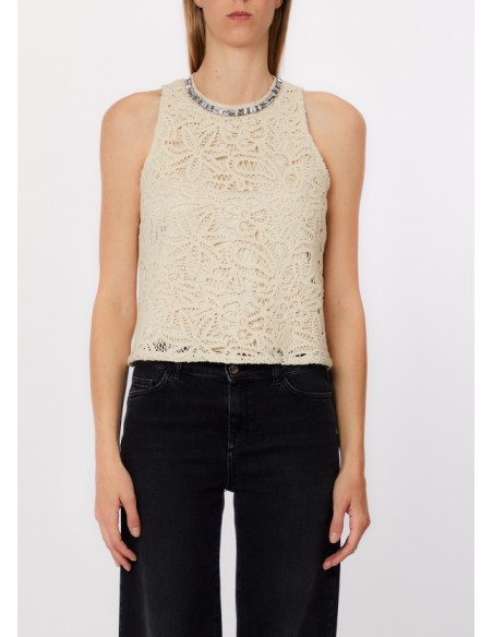Top Liu-Jo Naturale/bco lana