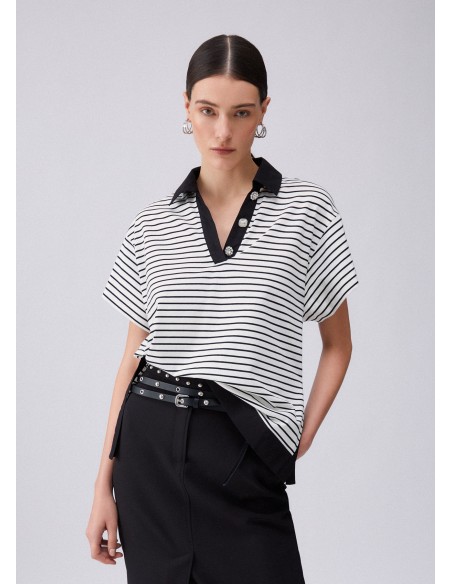Polo Liu-Jo Bl&white strip/black