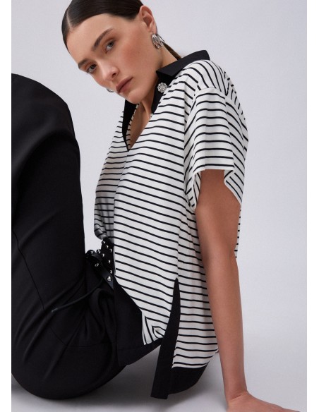 Polo Liu-Jo Bl&white strip/black
