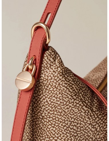 Borsa a spalla Borbonese Beige/red papaya
