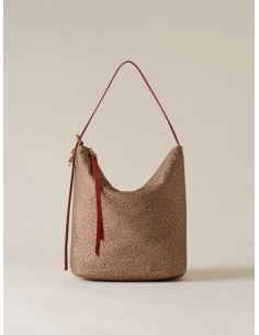 Borsa a spalla Borbonese Beige/red papaya