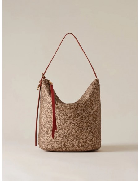 Borsa a spalla Borbonese Beige/red papaya