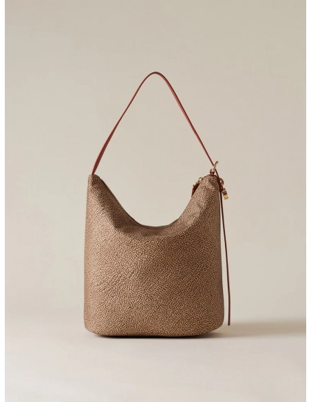 Borsa a spalla Borbonese Beige/red papaya