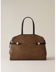 Borsa a spalla Borbonese Naturale/nero