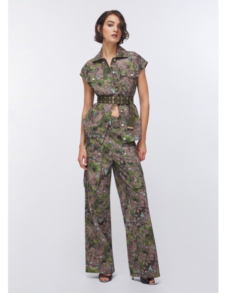 Pantalone Liu-Jo Dk.olive comouflower