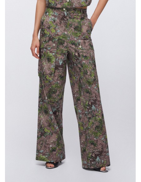 Pantalone Liu-Jo Dk.olive comouflower