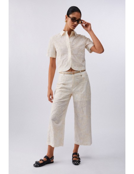 Pantalone Liu-Jo Natural flower sequi