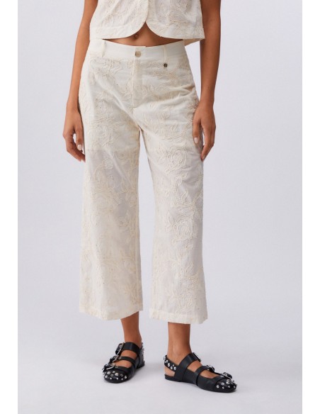 Pantalone Liu-Jo Natural flower sequi