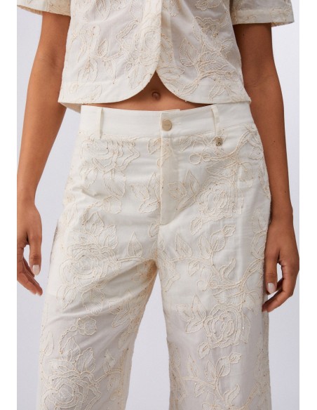 Pantalone Liu-Jo Natural flower sequi