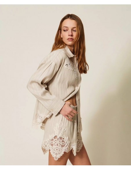 Camicia Twinset Riga fog/vaniglia
