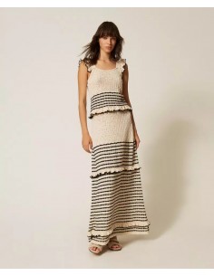 Top Twinset Bic.jacq Pergamena/nero